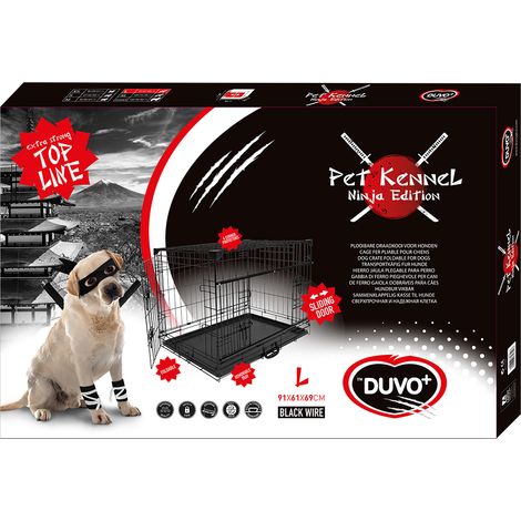 MaxxPet - Jaula para perros - Jaula plegable de metal con 2 puertas (delantera y lateral) - 91 x 61 x 69 cm - Negro