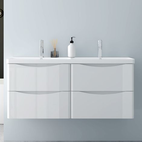 Waschbeckenunterschrank,Weiß, mit Waschtisch,120x46x52cm (1/4)