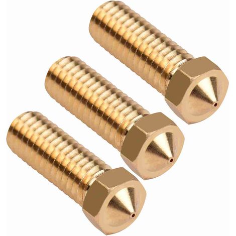 Accessoire pour imprimante 3D : buse volcan en laiton, diamètre de sortie de 0,6 mm, compatible avec les filaments de 1,75 mm, lot de 3, couleur or. (1/3)