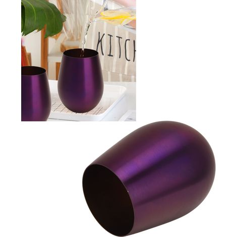 Chope à bière en acier inoxydable 304 pour bars, restaurants et maisons - Verre à vin monocouche à revêtement coloré violet mystérieux (1/5)