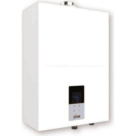 Ferroli Scaldabagno a Gas a Camera Stagna Kona 15 Litri Metano Low NOx Con Kit Fumi ADATTATORE SDOPPIATO