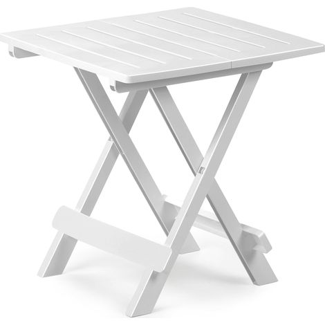 Progarden – Table de jardin pliante 57x44cm – Plastique blanc – Charge max 12kg – Mécanisme pliable pour balcon et terrasse