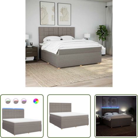 vidaXL LED-Beleuchtung - Boxspringbett mit Matratze Taupe 180x200 cm Stoff (1/5)