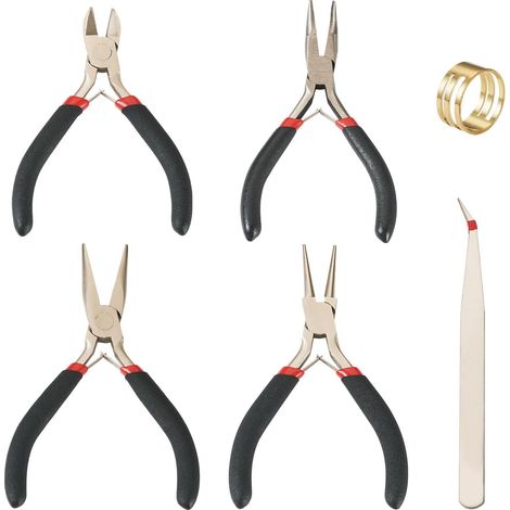 Pinces de précision pour bijoux 4 pièces bec rond bec courbé (1/5)