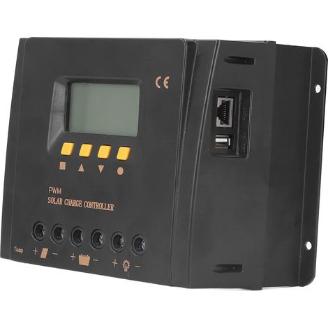Régulateur de charge solaire 12V 24V 30A, contrôleur PWM avec écran LCD, panneau photovoltaïque, boîtier étanche pour camping-car et système solaire domestique (1/5)