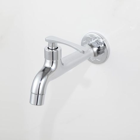 Chrome Robinet en Laiton Lessive Salle De Bains Montage Mural Lave-Linge Robinet Extérieur Jardin Tuyau Simple Robinet Froid (1/4)