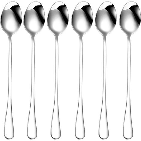 Lot de 6 Cuillère à macchiato en acier inoxydable, 19.5 cm Cuillères à Glace Cuillères Acier Inoxydable Poli Cuillères à Desser Yogourt Cuillères Mélangeuses, Cuillère à Thé, Passe au Lave-Vaisselle (1/5)