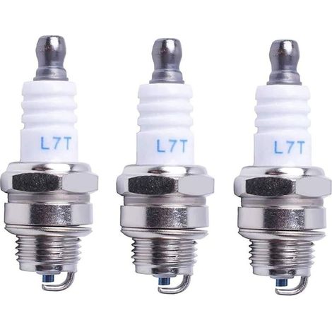 Bougie d'allumage L7T Tronçonneuse Tondeuse à gazon Petit Moteur Accessoire Pièces Compatible avec Hus-qvarna Rep NGK BPMR7A 4626 Equivalence RCJ6Y Champion Bosch WSR6F,Pack de 3 (1/4)
