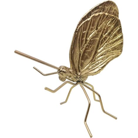 Lntyq Sculpture de papillon en or, ornement d'insecte en métal massif, mini figurine de papillon pour la maison, le bureau, le jardin, la décoration de bureau