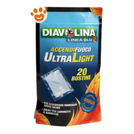 Diavolina Linea Blu ACCENDI-FUOCO Ultra Light - Confezione 20 Pezzi - Combustibili per Stufe