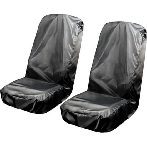 Paquet de 2 housses de siège de voiture avant imperméables, protections de housse de siège imperméables universelles noires,56.722" (1/4)