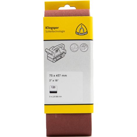Klingspor LS 309 XH Hobbänder, 75 x 457 mm Korn 120 F5, SB-verpackt im Reiter (1/3)