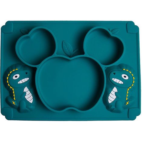une Pice Vert Fonc Enfants Dessin Anim Dinosaure Silicone Ventouse Assiette Intgre Assiette Bb Complment Alimentaire Bol Bb Accessoires (1/5)