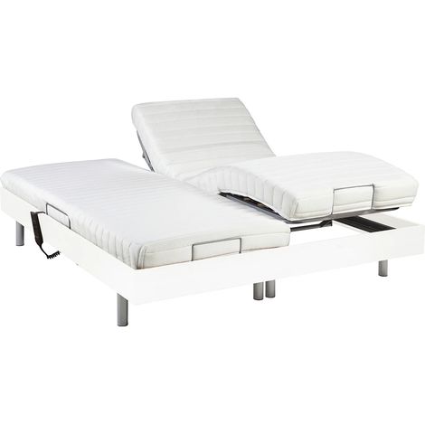 Lit électrique de relaxation tout plots + matelas latex - 2 x 90 x 200 cm - Blanc - CASSIOPEE III de YSMÉE (1/5)