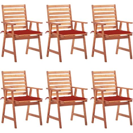 Lot de 6 Chaises Scandinave - Chaises de salle à manger de jardin avec coussins Acacia massif vidaXL (1/5)