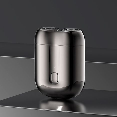 Brandneuer Mini-Elektrorasierer, tragbarer Magnetrasierer für Herren, Doppelklingen, ideal für Reisen und zu Hause – Gunmetal (1/5)