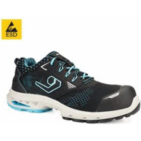 Base Sydney B1704C S1PS ESD SC LG FO SR Chaussures de travail basses végétaliennes - 46 (EU) - Noir / Bleu clair
