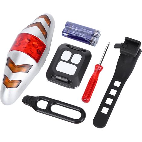 Feu arrière LED pour vélo avec télécommande sans fil et clignotants pour VTT, argenté (1/5)