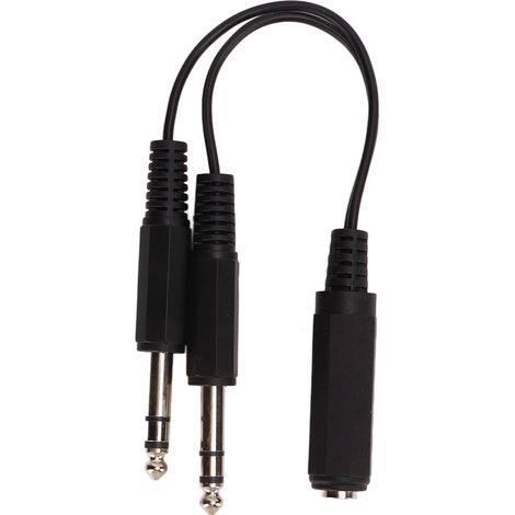 Câble Adaptateur Audio 6.35mm Femelle Vers 2 Mâles - Transmission Signal Réduction Distorsion - Pour Haut Parleur Microphone - 0.2m (1/5)