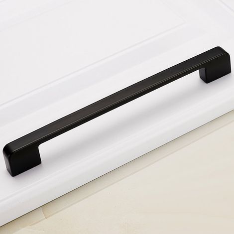 Poignées de meuble de cuisine modernes en alliage d'aluminium Noir mat Distance entre les trous (10pcs,192 mm) Poignée de meuble (1/3)