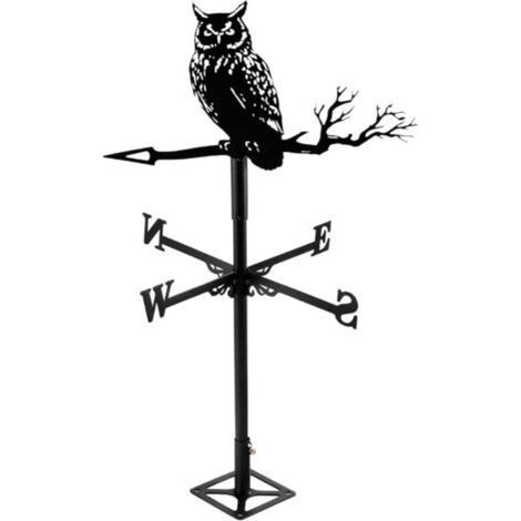 Girouette de jardin chouette en acier inoxydable – Résistante aux UV – 35 cm x 86 cm pour toits et jardins (1/5)