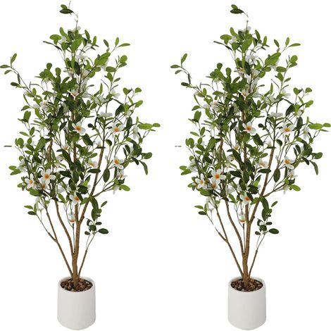 Albero di mirto artificiale, aspetto realistico, non richiede manutenzione, colore bianco. (1/2)