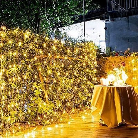 1 filet lumineux LED, 6x4 m, blanc chaud, 480 LED, 8 modes, IP44, décoration intérieure/extérieure