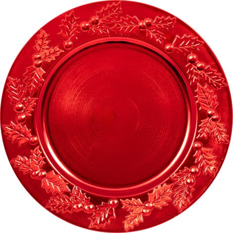 Assiette de présentation D.33cm houx rouge - Atmosphera créateur d'intérieur (1/2)