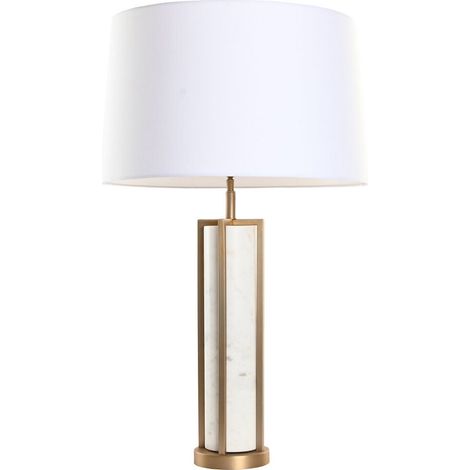 Lampe de table élégante acier doré et marbre blanc - Blanc marbre et doré mat (1/5)