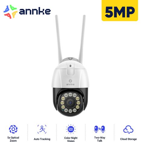 ANNKE 5MP WiFi PTZ Cámara de vigilancia Audio Bidireccional Detección Movimiento Visión Nocturna (1/5)