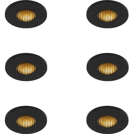 Set of 6 Modern Bathroom Recessed Spotlights Black IP54 - Shed Honey