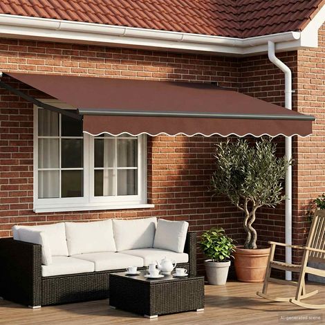 Toldo manual retráctil con LEDs Marrón y Antracita 3,5 x 2 m