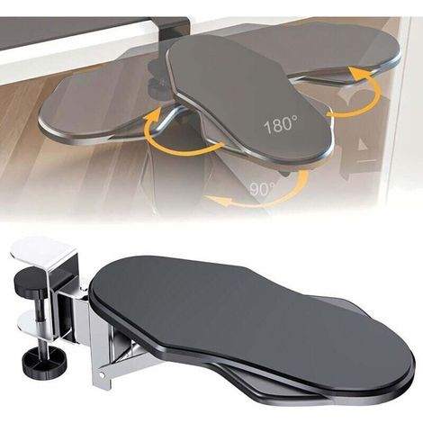 Reposabrazos para ordenador, bandeja de extensión de escritorio ajustable y giratoria de 180°, reposabrazos plegable de 90°, reposabrazos ergonómico para oficina y hogar - Crezuo