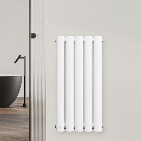 Blumfeldt Radiateur Mural - 360 W Design Mural, Acier Thermolaqué, Double Couche, Raccordement Central ½", Installation Murale Facile, Pour Salle de Bain, Salon & Bureau, 60x30 cm, Blanc (1/5)