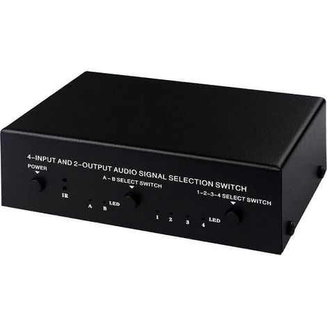 Distributeur de signaux audio 4 entrées 2 sorties, commutateur casque/haut-parleur/télécommande, 10 kΩ-50 kΩ (1/5)