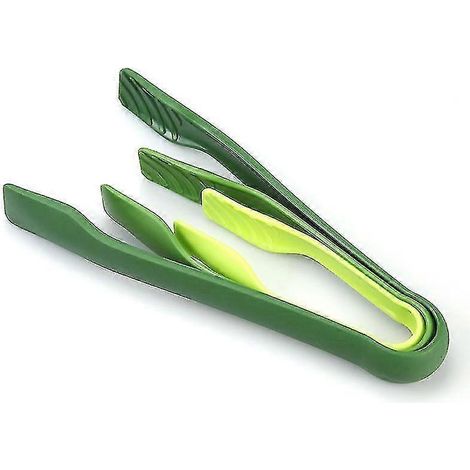 Wiederverwendbare Küchenzange aus Kunststoff, rutschfeste Brotzange, ideal für Catering, Kochen, Salate und Toaster (3 Stück, grün). (1/5)