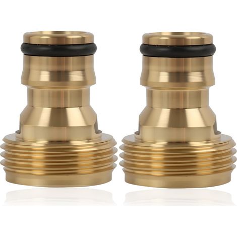 Adaptateur de Robinet pour Tuyau d'Arrosage en Laiton avec Filetage Extérieur 3/4 Pouces, Raccord Rapide Compatible avec Systèmes Gardena,pour Jardin, Maison et Agriculture (2x 3/4") (1/5)