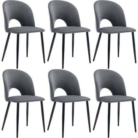 Chaise - Chaise de salle à manger - Velours - Pieds en métal - Motif losange gris (1/5)
