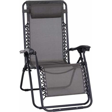 Tumbona plegable para interior y exterior, gravedad cero, gris oscuro (1/5)