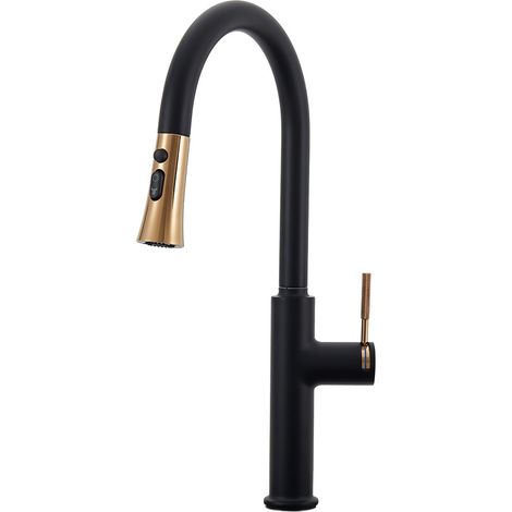 Black Kitchen Sink Faucet with Pull Out Sprayer (1/4)