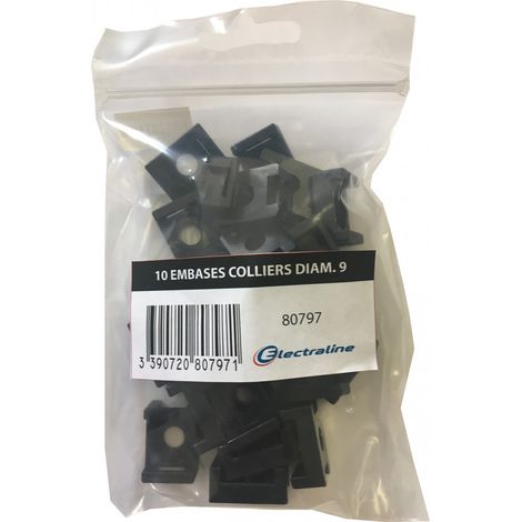 3 Embases Colliers D.9 Par 10 Noir - Electraline