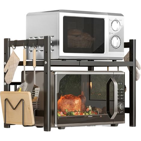 Support de micro-ondes, Design ajustable, Solution de rangement robuste, noir (1/5)