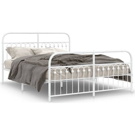 Maison Exclusive - Cadre de lit métal sans matelas et pied de lit blanc 150x200 cm (1/5)