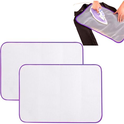 Tapis de repassage lot de 2 en maille polyester violet 40 x 60 cm résistant à la chaleur portable et compact pour repassage à la vapeur et protection des vêtements (1/5)