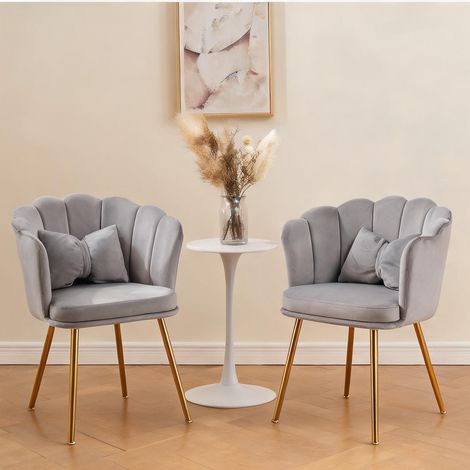 Fauteuil coloris gris en velours 63 x 58 x 77 cm (1/5)