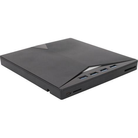 Tragbarer externer DVD-Brenner mit integriertem Typ-C-Kabel und 4 USB 3.0-Schnittstellen, in schwarzem ABS, kompatibel mit OS X-Systemen. (1/5)