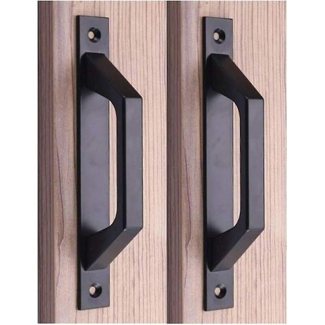 Poignée de porte coulissante en acier au carbone pour portes de grange et portes en bois (1/4)