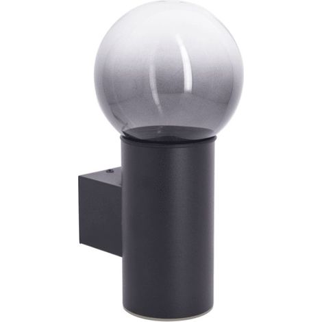 Applique murale filaire noire boule fumée IP44, culot E27, 40W max (1/5)