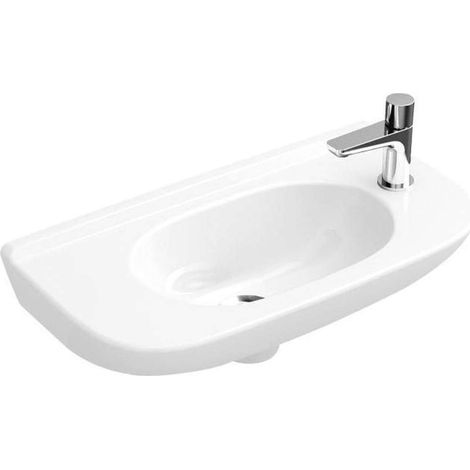 O.novo, Lavamani, 500 x 250 mm, Ovale, per rubinetteria monoforo, fori per rubinetteria laterali preforati, senza troppopieno, Sanitari in porcellana AntiBac White (1/3)