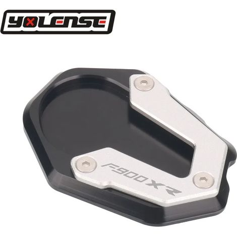 (Noir - F900xR) Compatible avec les motos BMW F900R, F900XR et F900 R XR (2020-2023) : extension de béquille latérale, plaque de support, support agrandissant la béquille. (1/4)